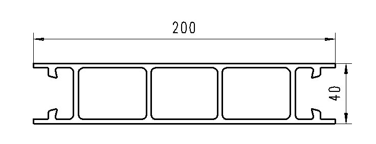 0002157 Aluminium profile 200 x 40 mm EN AW-6005A/T6 in 6500 mm bars