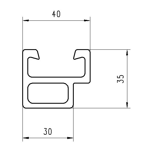 Alu-Türflügelprofil EN AW-6106/T6
